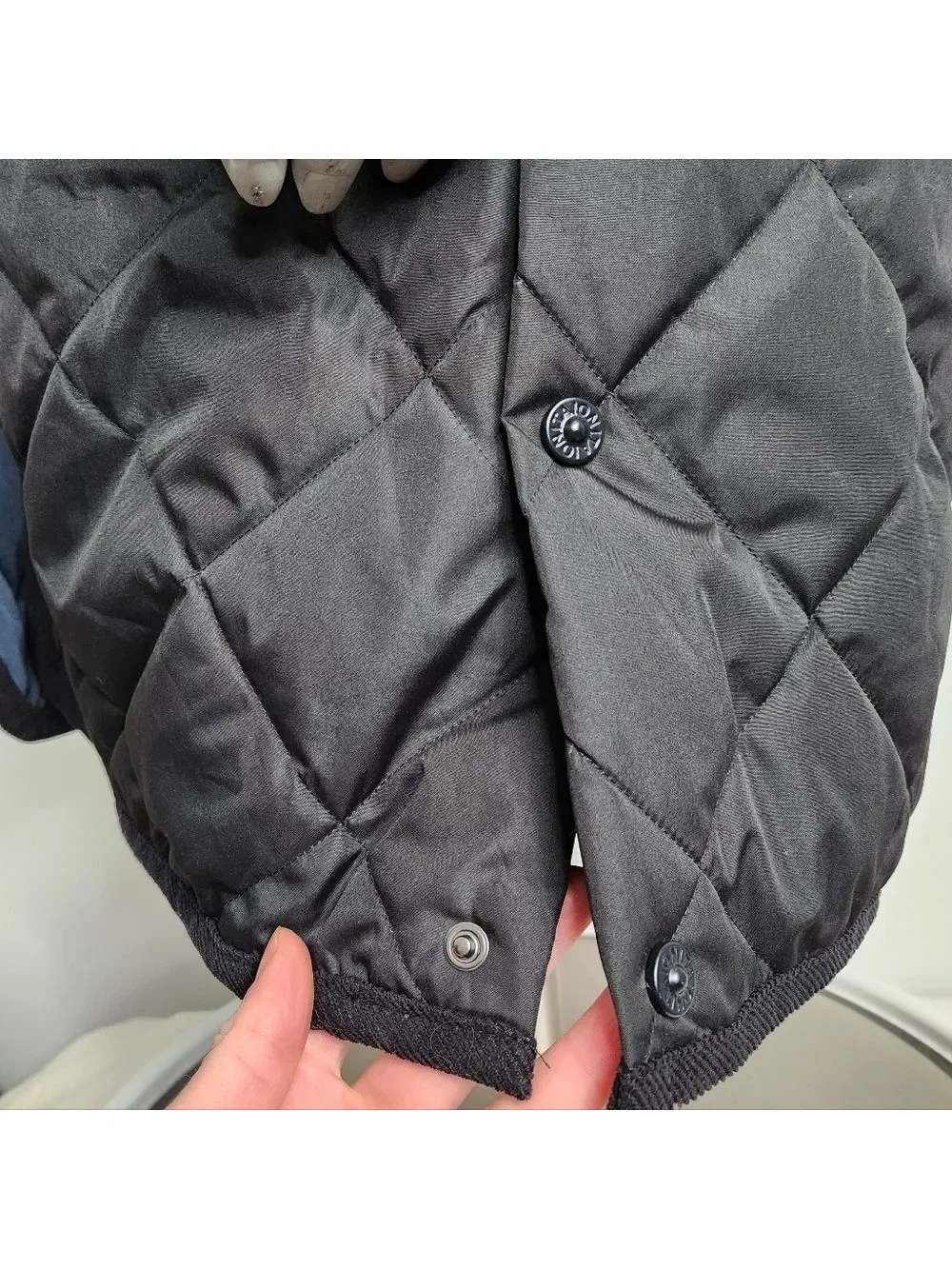 TAION City Chore Coat Black Quilted Piping Collar Long Down Coat Size S BNWT - Picture 11 of 16